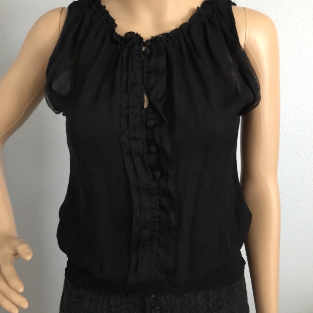 White House Black Market Sheer Black Blouse